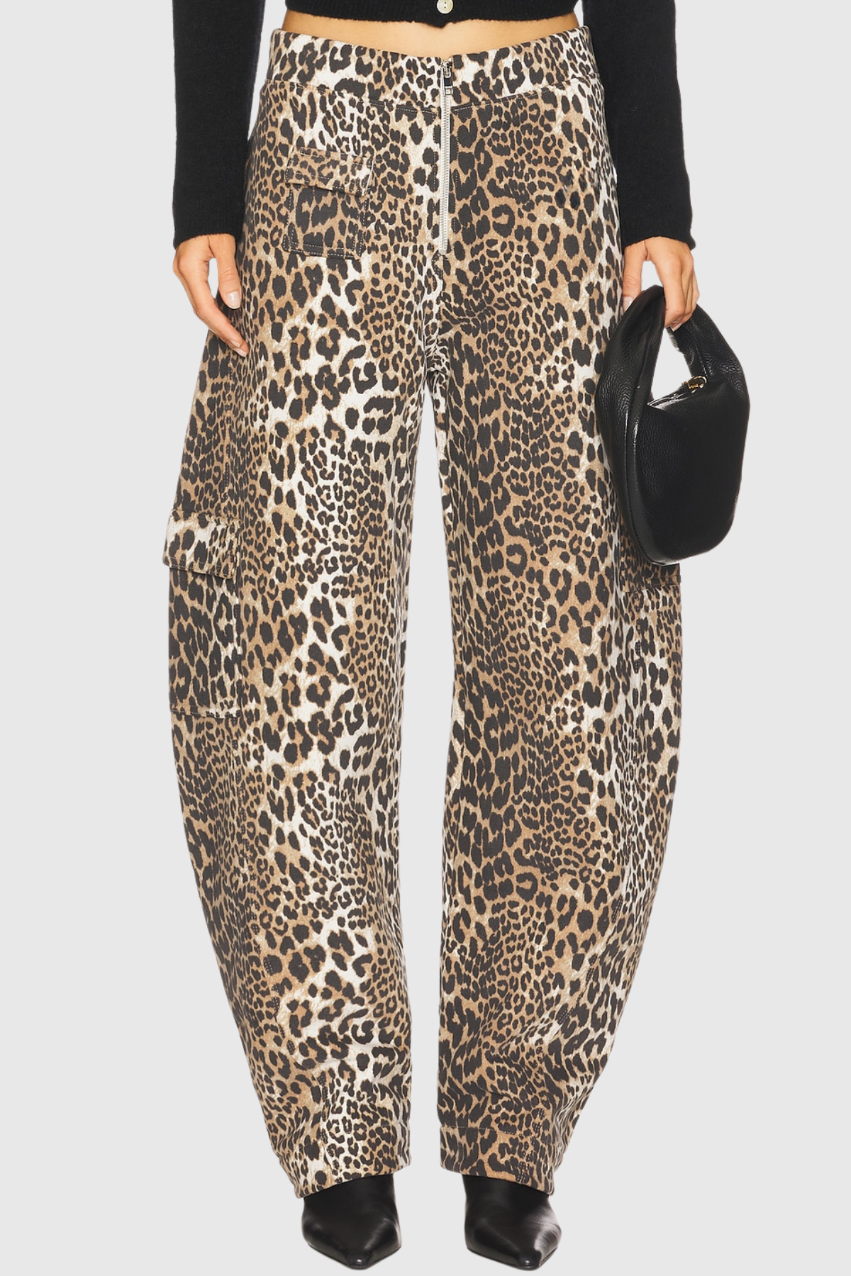 Yerry Leopard Barrel Jeans - Brown