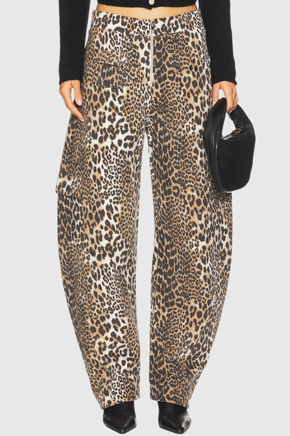 Yerry Leopard Barrel Jeans - Brown