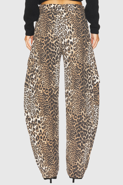Yerry Leopard Barrel Jeans - Brown