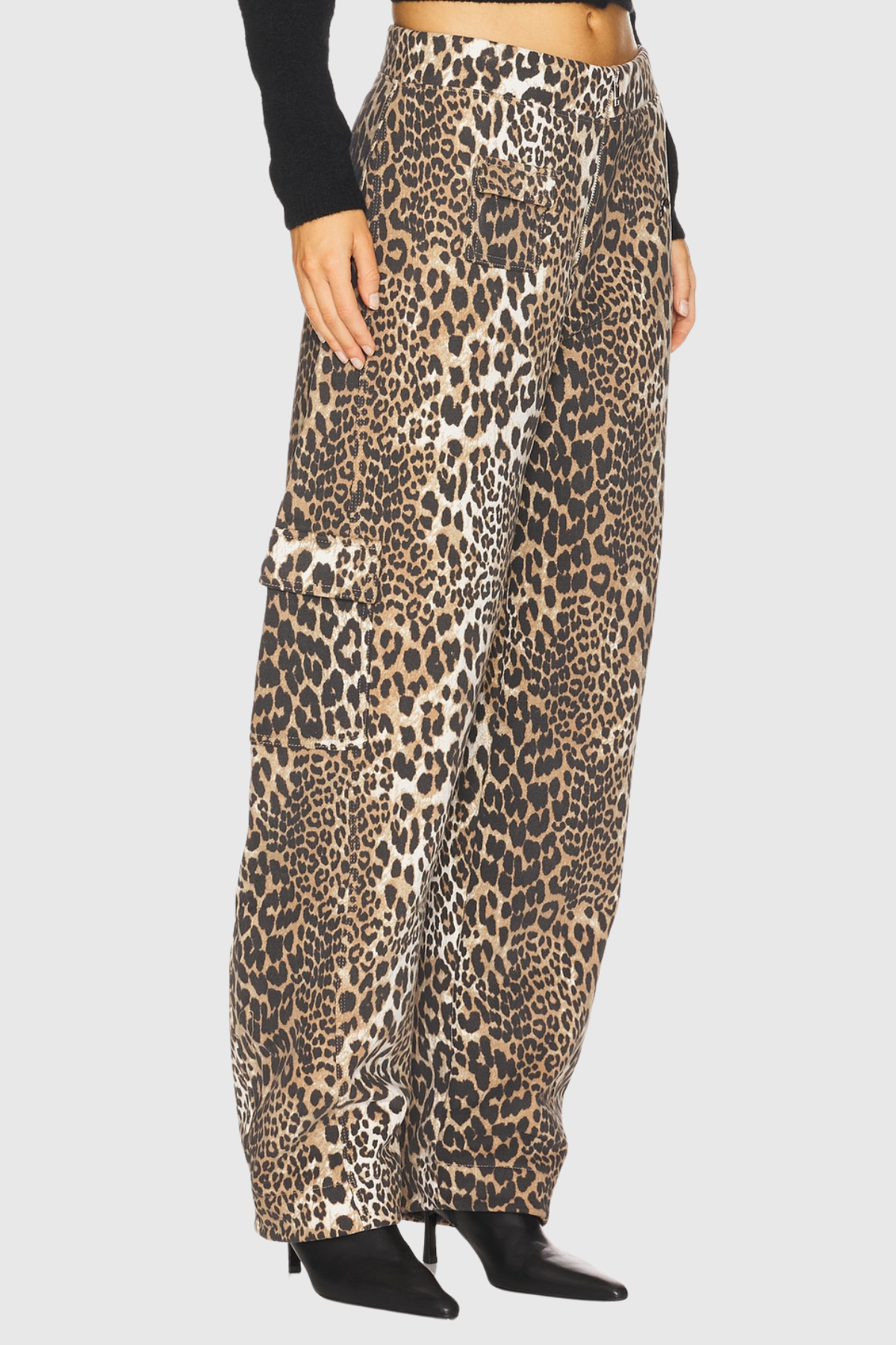Yerry Leopard Barrel Jeans - Brown