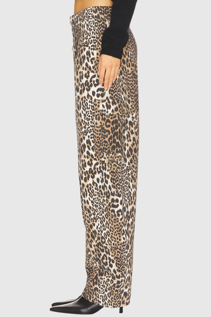 Yerry Leopard Barrel Jeans - Brown