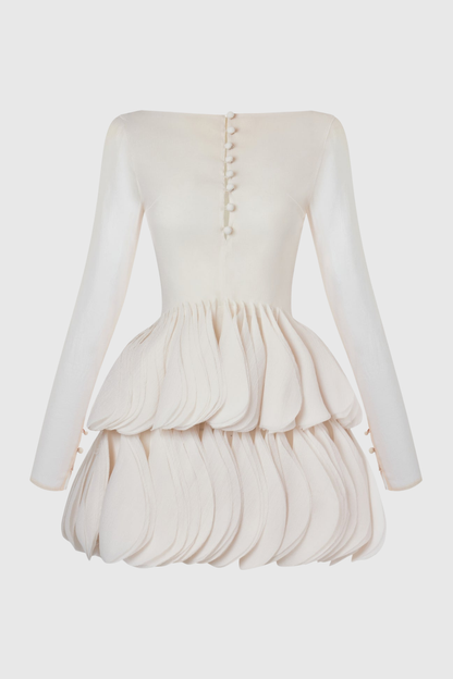 Yesenia Corset Petal Mini Dress - Beige