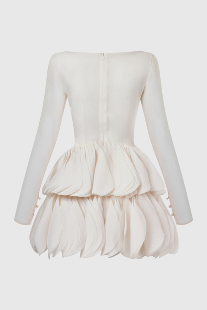 Yesenia Corset Petal Mini Dress - Beige