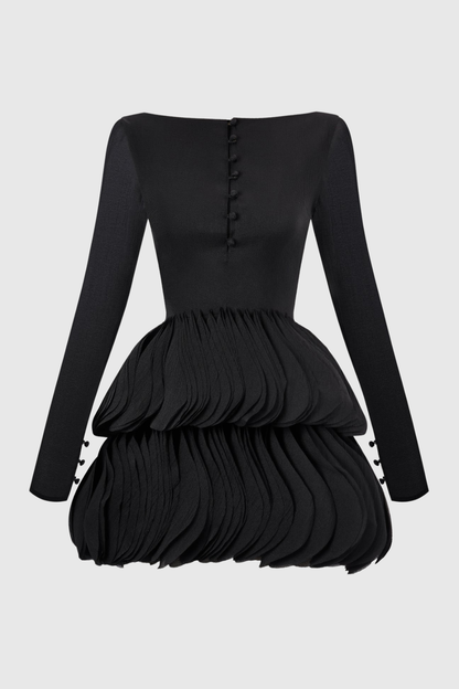 Yesenia Corset Petal Mini Dress - Black