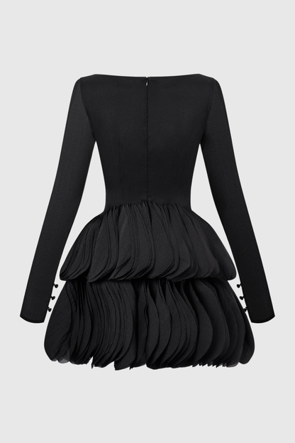 Yesenia Corset Petal Mini Dress - Black