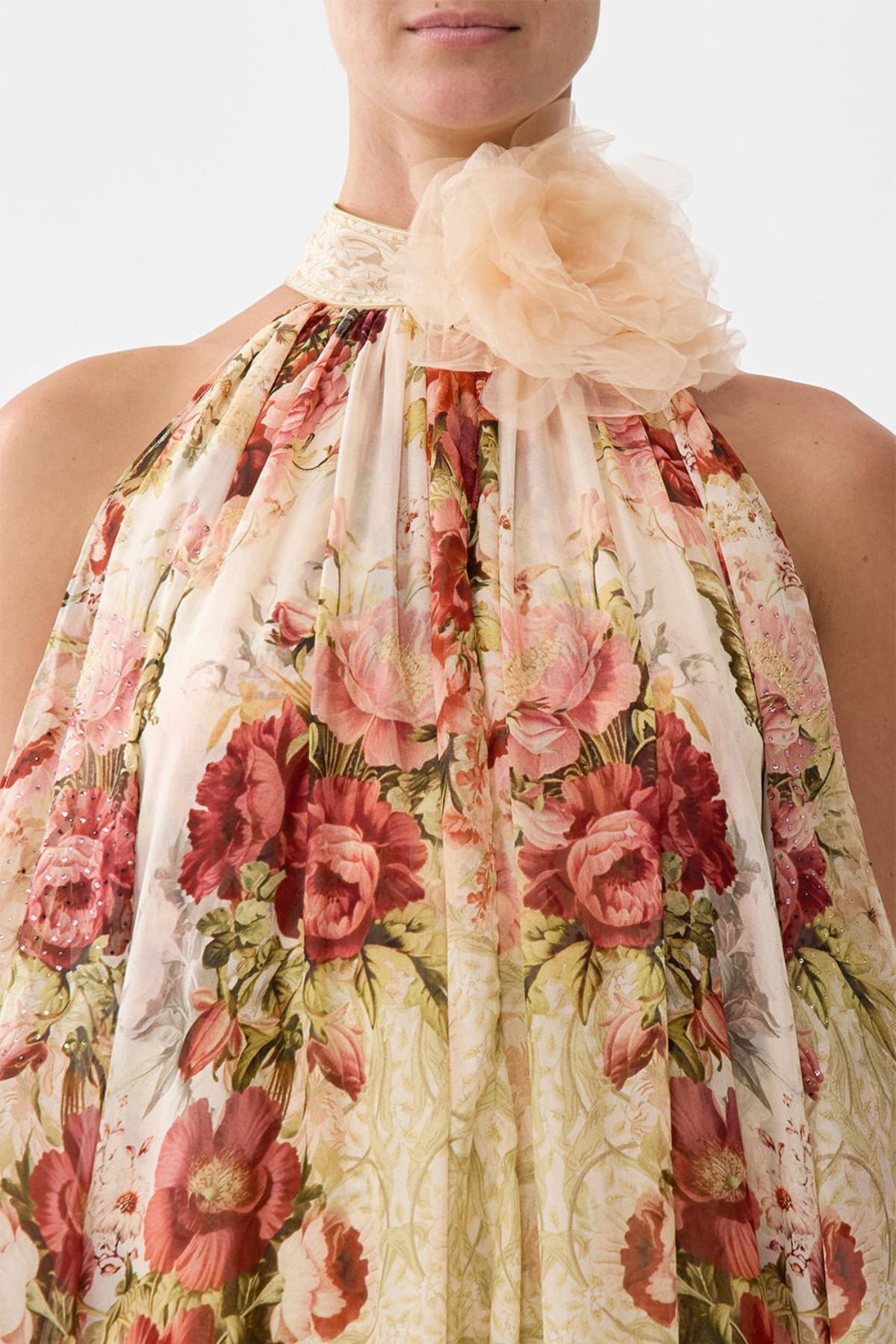 Yumiko Floral Print Cold Shoulder Maxi Dress