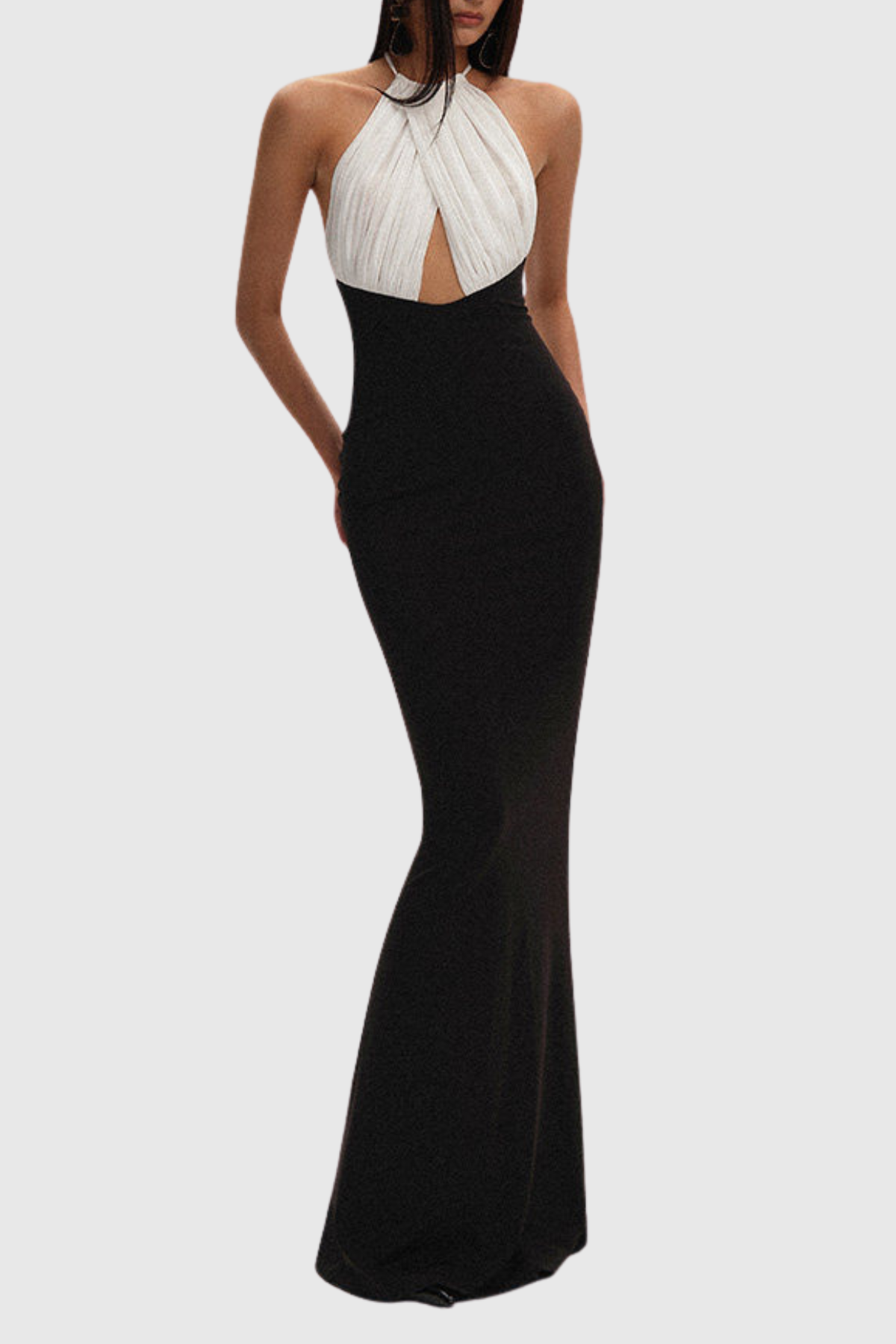 Yvette Halter Ruched Cutout Maxi Dress