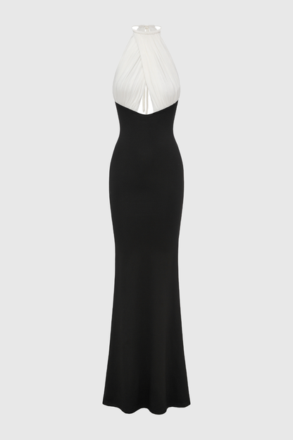 Yvette Halter Ruched Cutout Maxi Dress