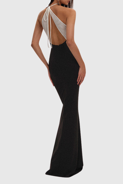 Yvette Halter Ruched Cutout Maxi Dress