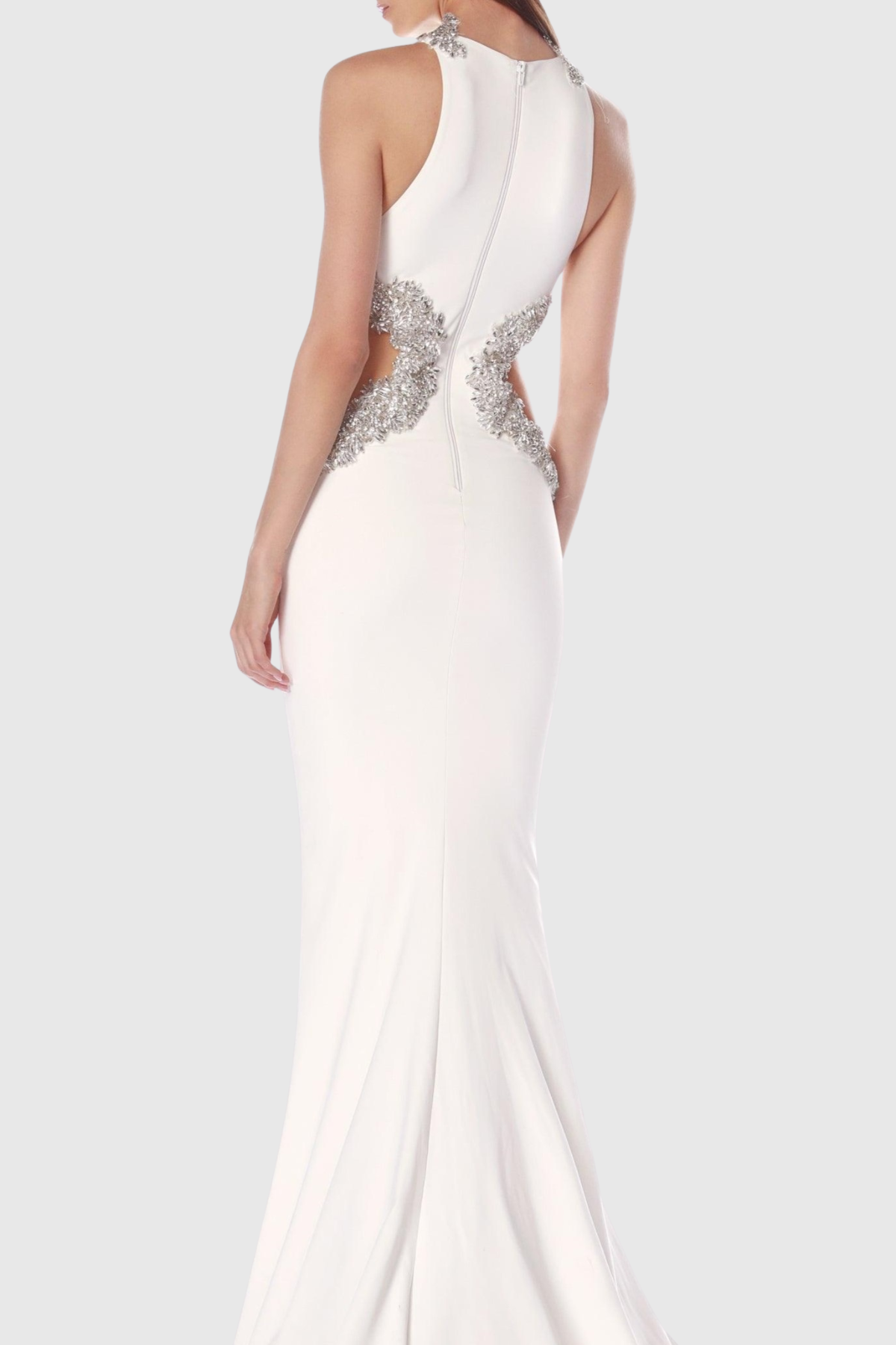 Zachara Crystal Embellished Cutout Maxi Bandage Dress