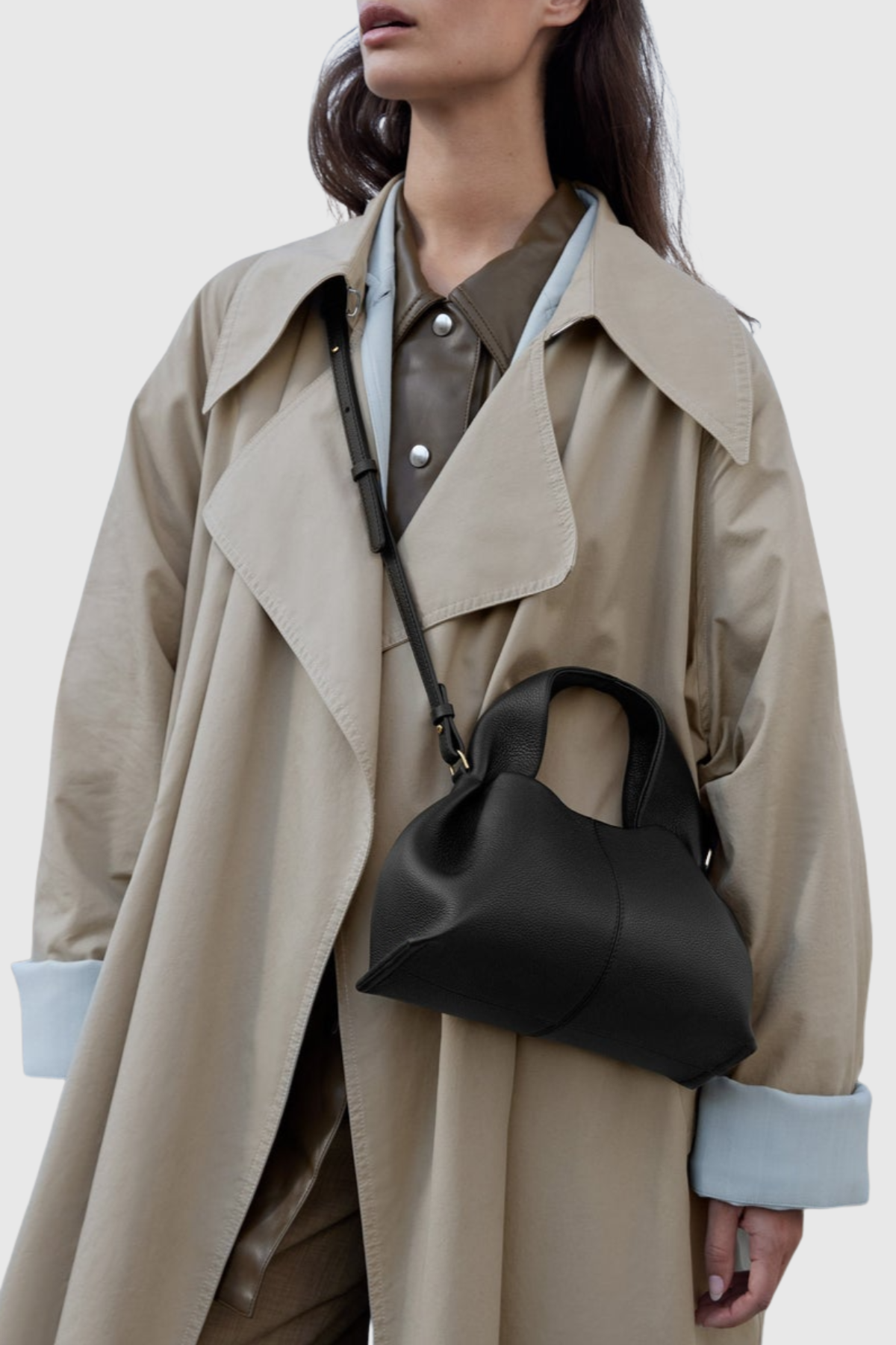 Zafira Leather Cloud Bag - Black