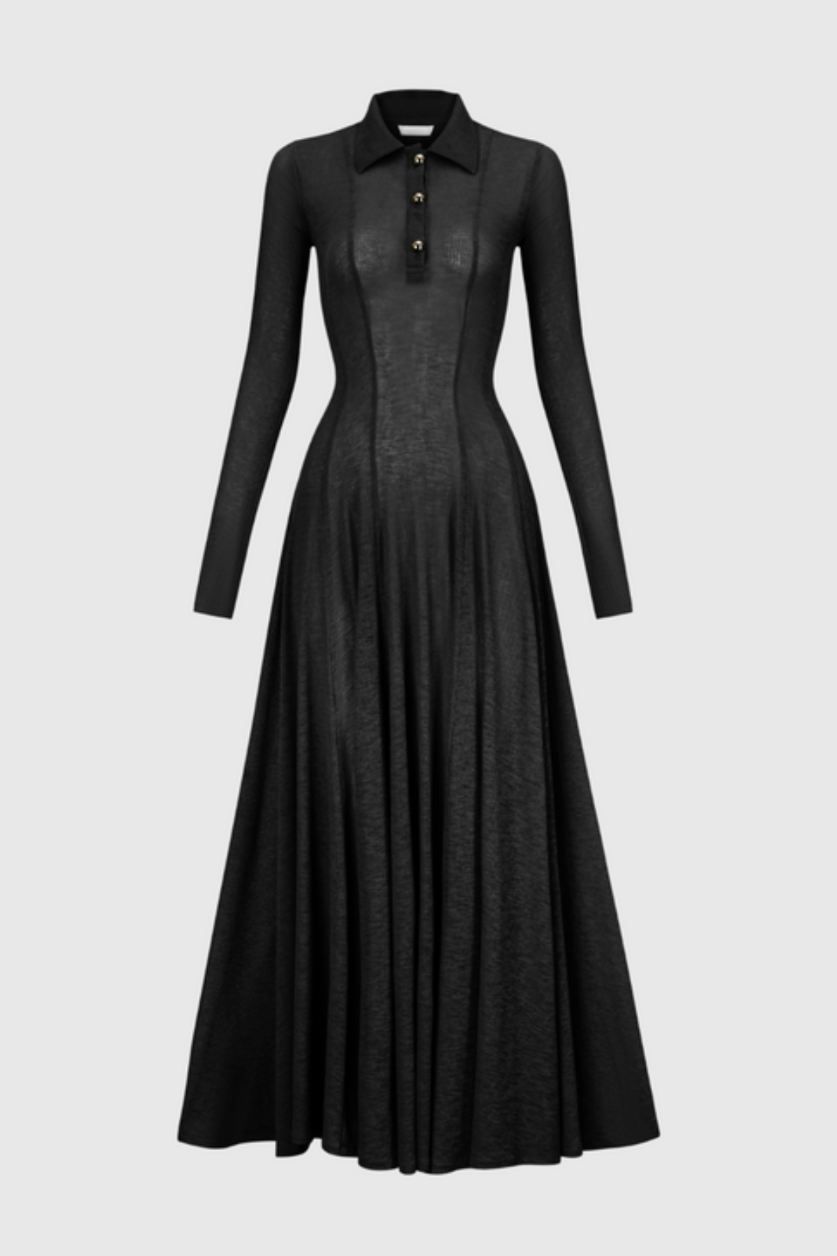 Zafira Long Sleeve Knit Maxi Dress - Black