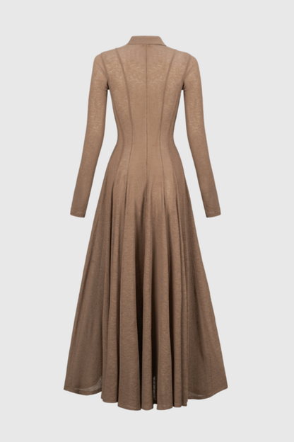 Zafira Long Sleeve Knit Maxi Dress - Khaki
