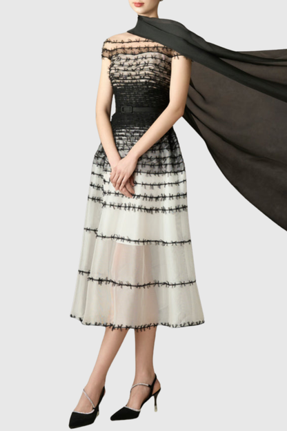 Zaida Off Shoulder Mesh Midi Dress