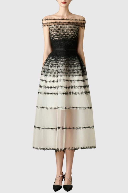 Zaida Off Shoulder Mesh Midi Dress