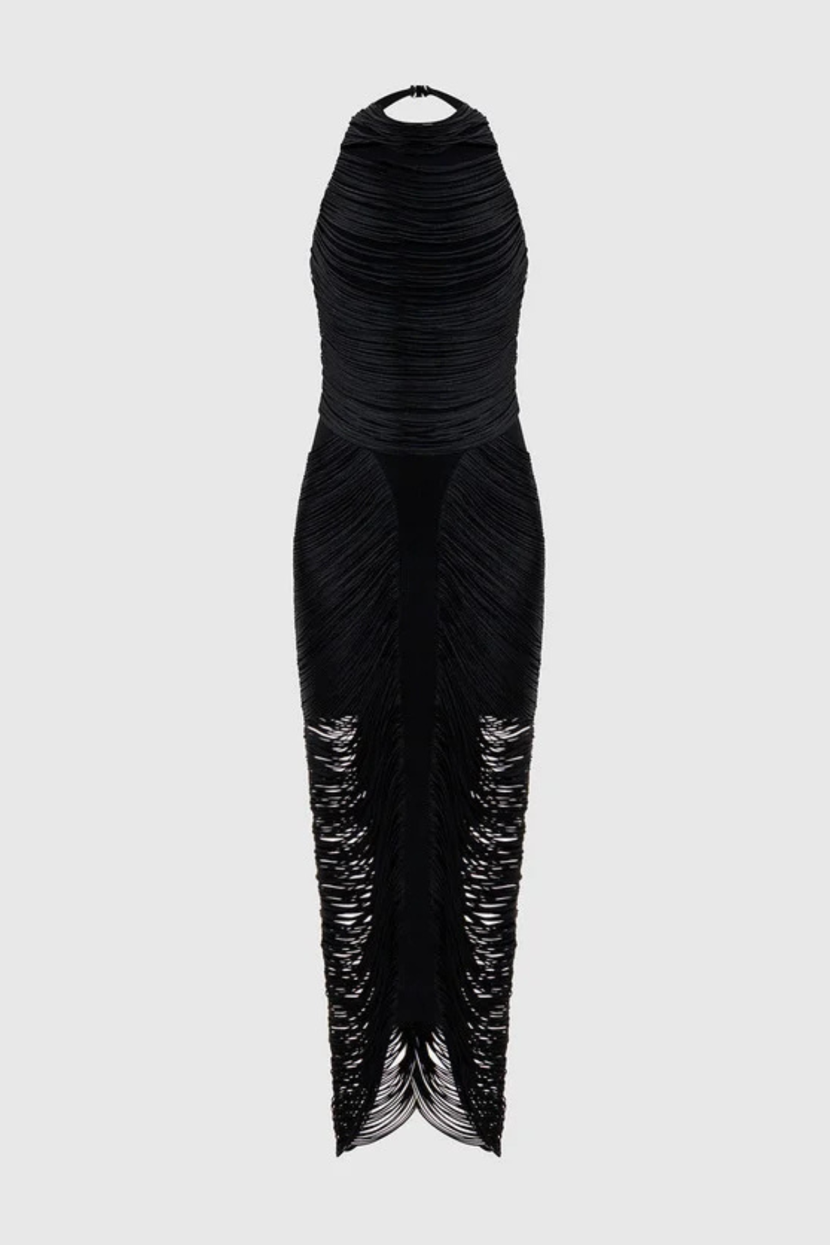 Zaina Halter Fringe Maxi Dress