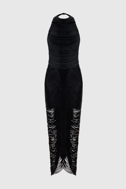 Zaina Halter Fringe Maxi Dress