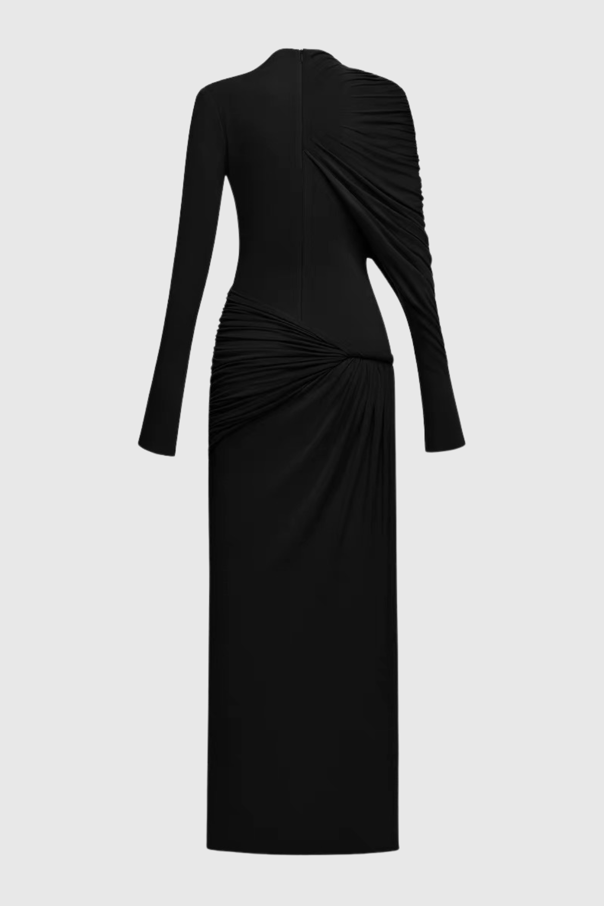 Zamir Asymmetric Ruched Maxi Dress - Black