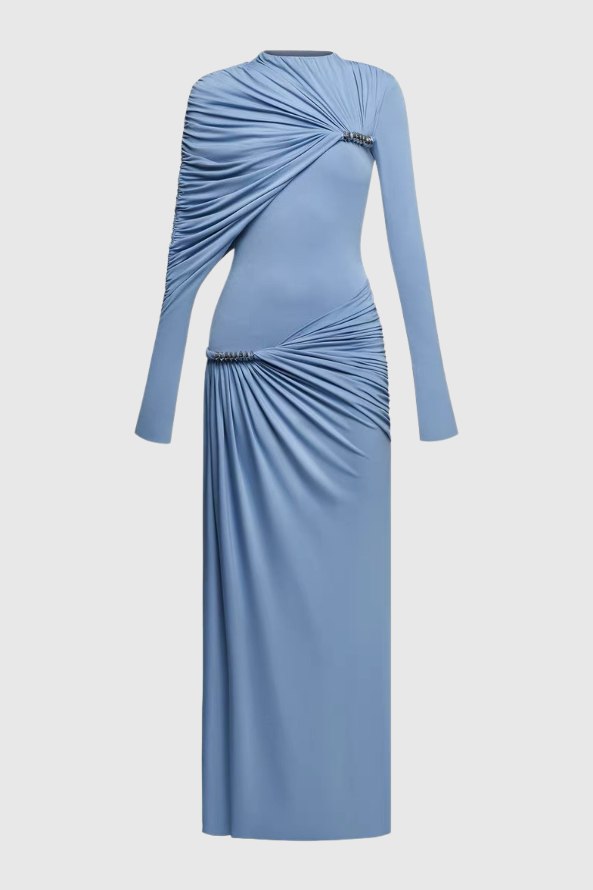 Zamir Asymmetric Ruched Maxi Dress - Blue