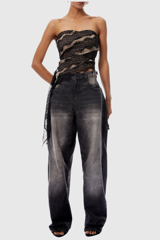 Zandesa Lace Ribbon Panel Top