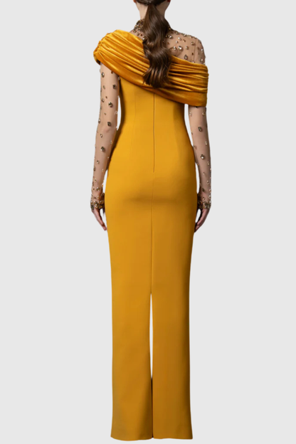 Zaneta Off Shoulder Crystal Embellished Maxi Dress