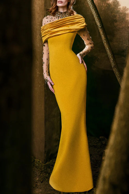 Zaneta Off Shoulder Crystal Embellished Maxi Dress