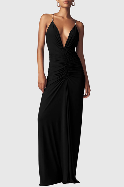 Zebede Lunge Ruched Maxi Dress - Black