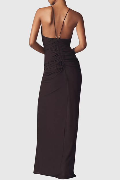 Zebede Lunge Ruched Maxi Dress - Brown