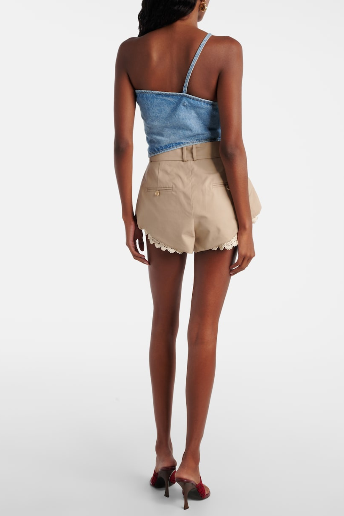 Zella One Shoulder Floral Denim Top