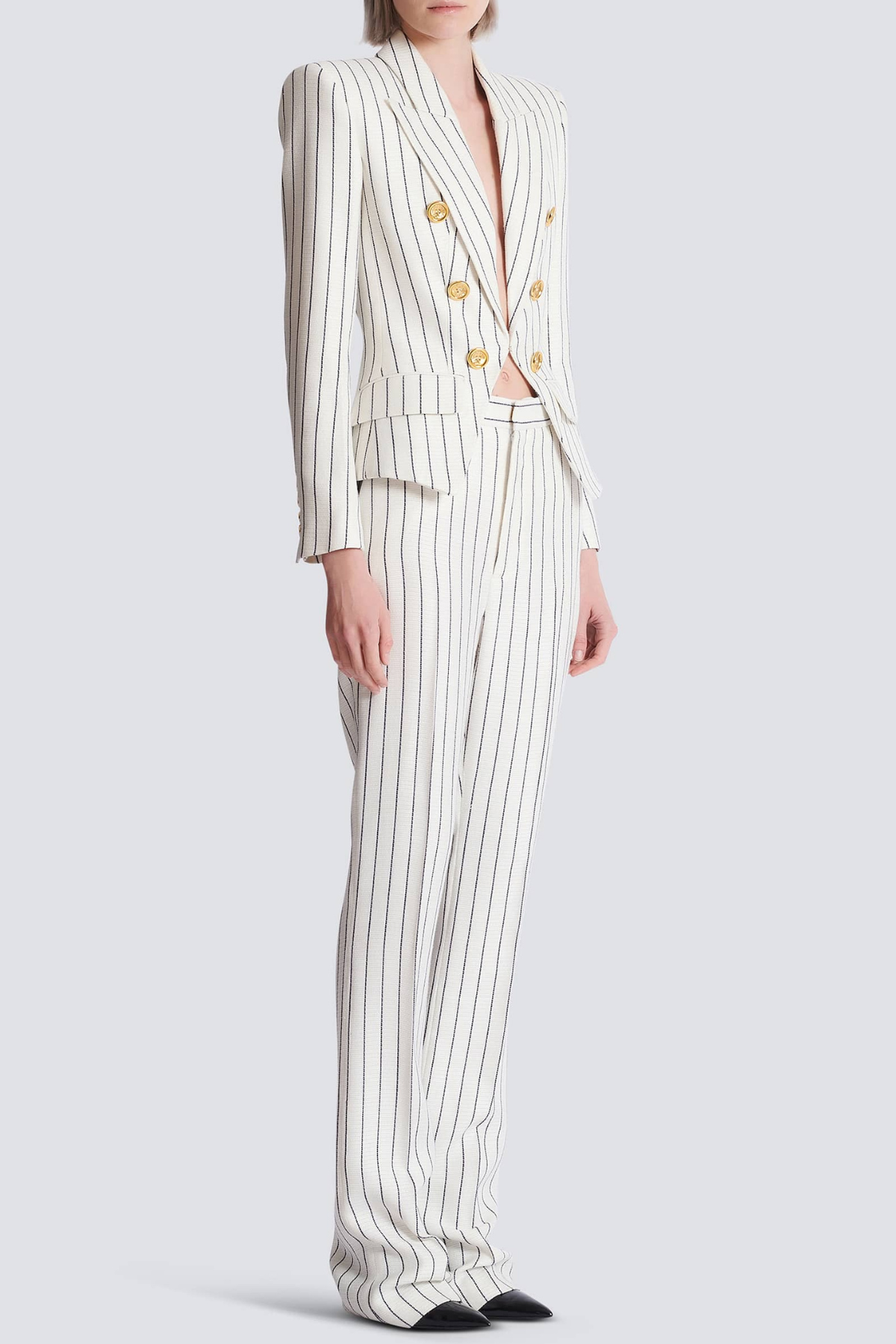 Zento Pinstripe Buttoned Blazer