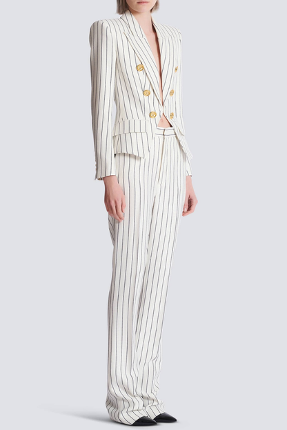 Zento Pinstripe Buttoned Blazer