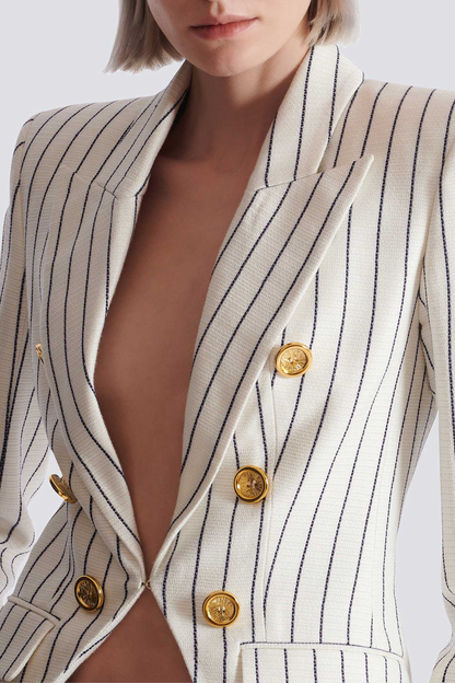 Zento Pinstripe Buttoned Blazer