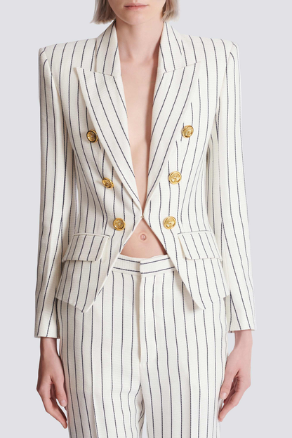Zento Pinstripe Buttoned Blazer