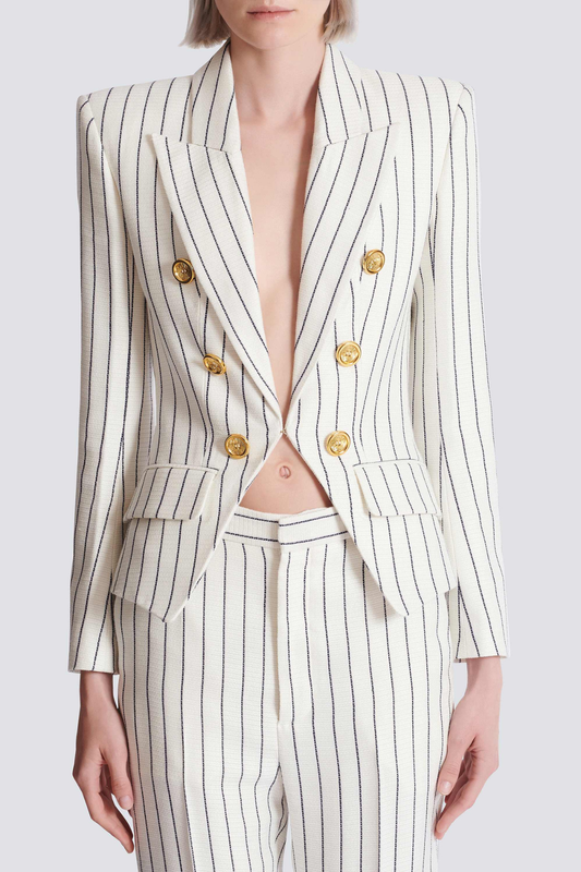 Zento Pinstripe Buttoned Blazer