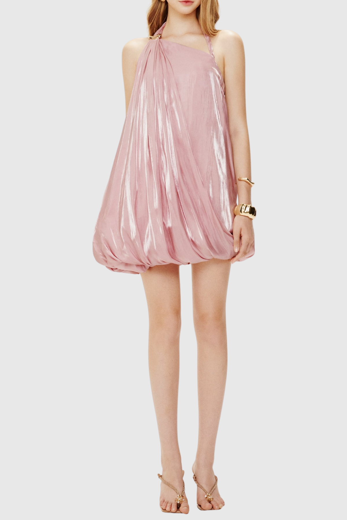 Zephy Halter Twist Balloonm Mini Dress