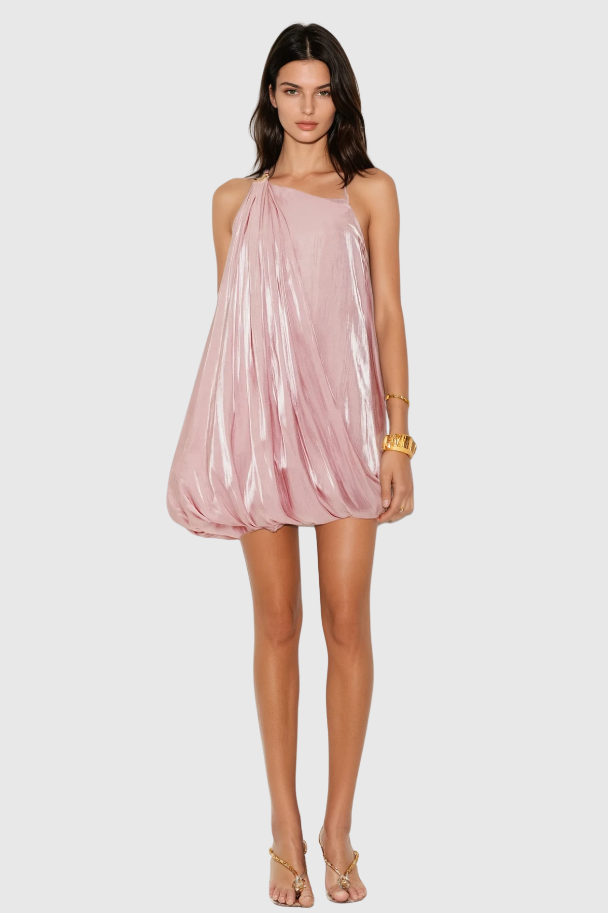 Zephy Halter Twist Balloonm Mini Dress