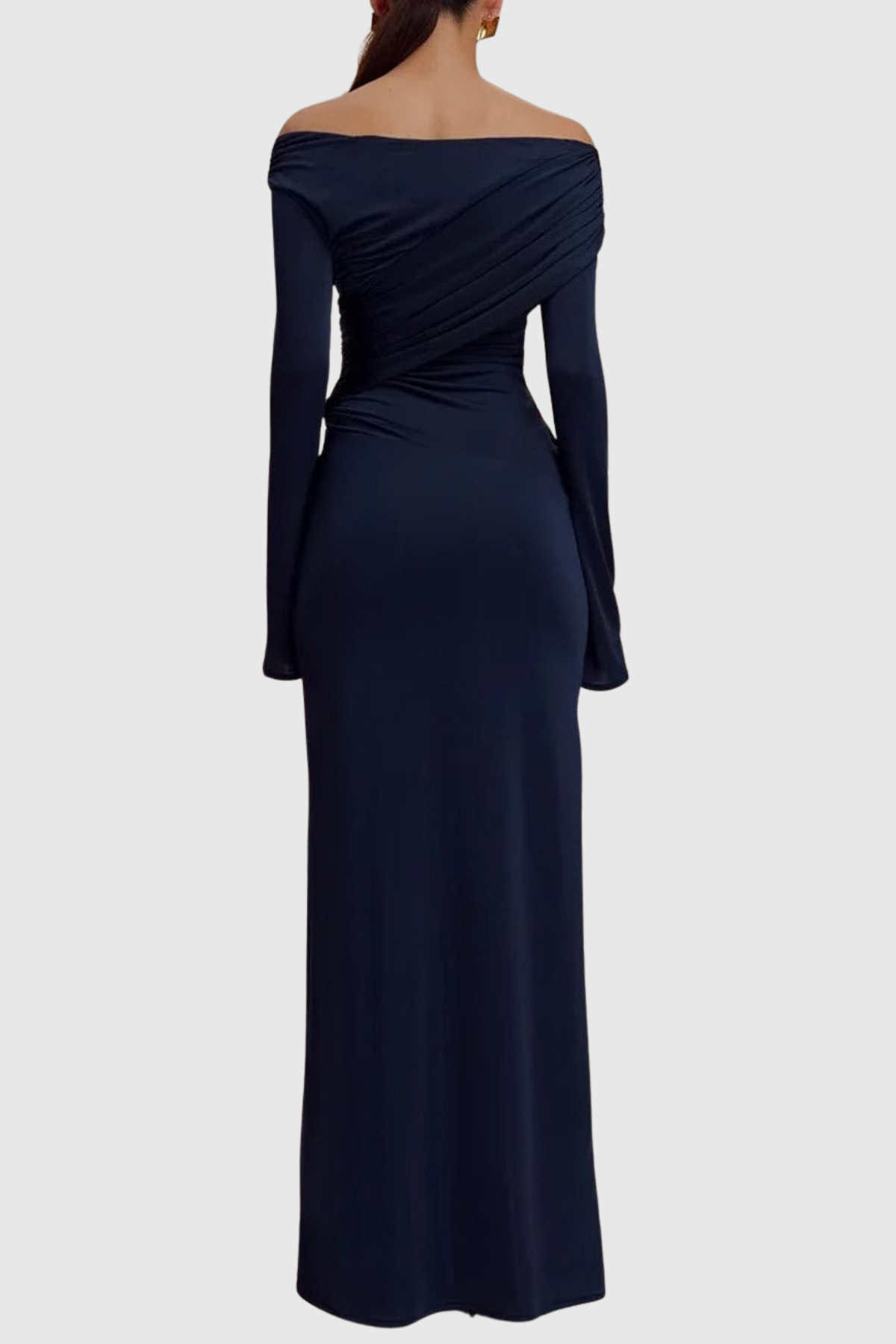 Zephya Off Shoulder Ruched Maxi Dress - Navy