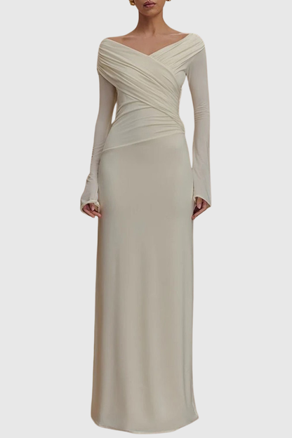 Zephya Off Shoulder Ruched Maxi Dress - White
