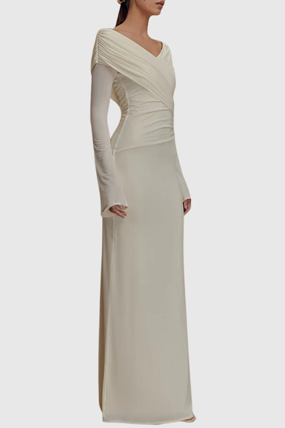 Zephya Off Shoulder Ruched Maxi Dress - White