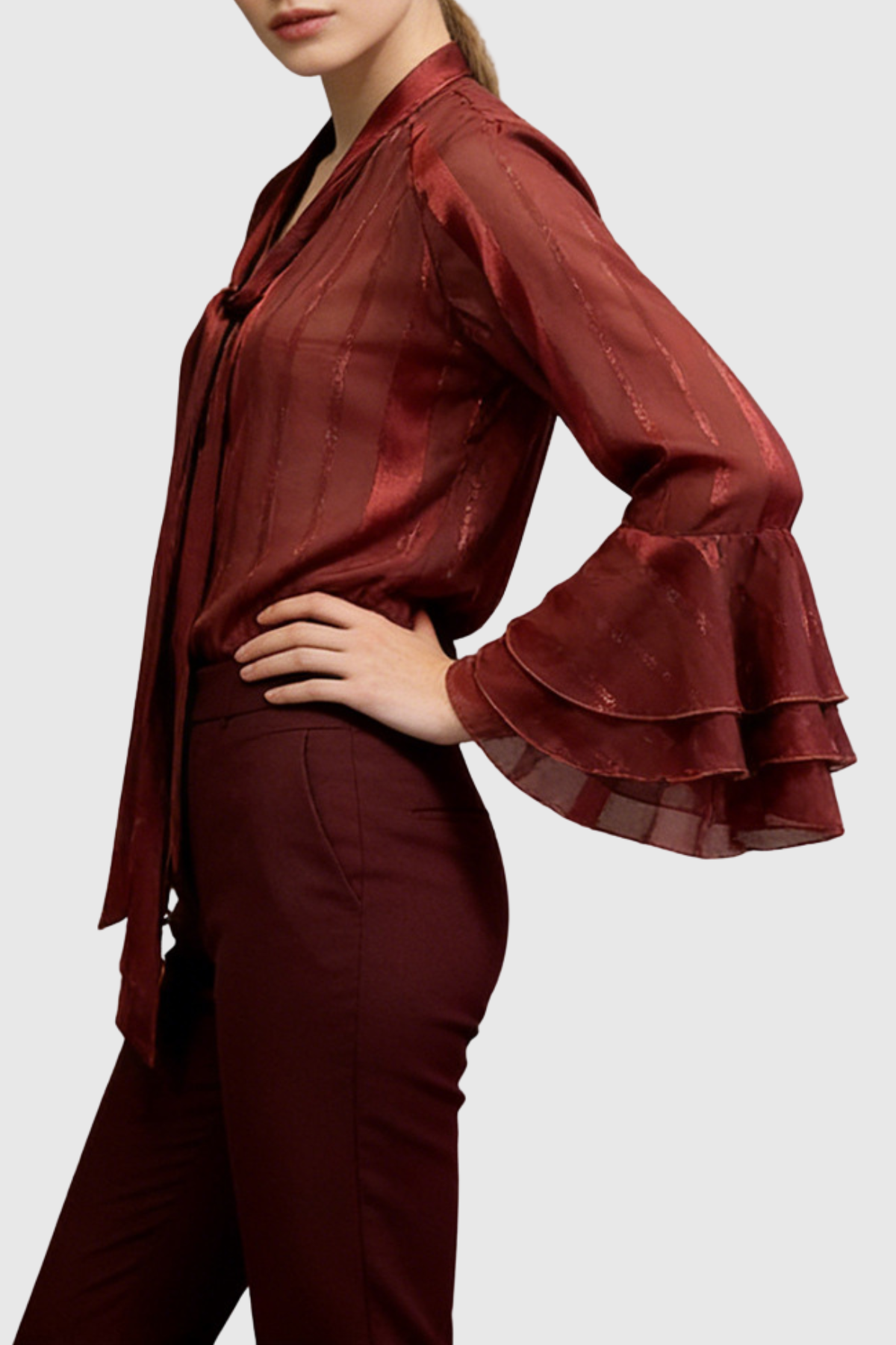 Zerah Stripe Ruffle Shirt