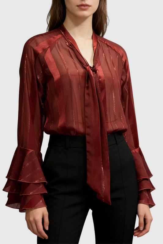 Zerah Stripe Ruffle Shirt