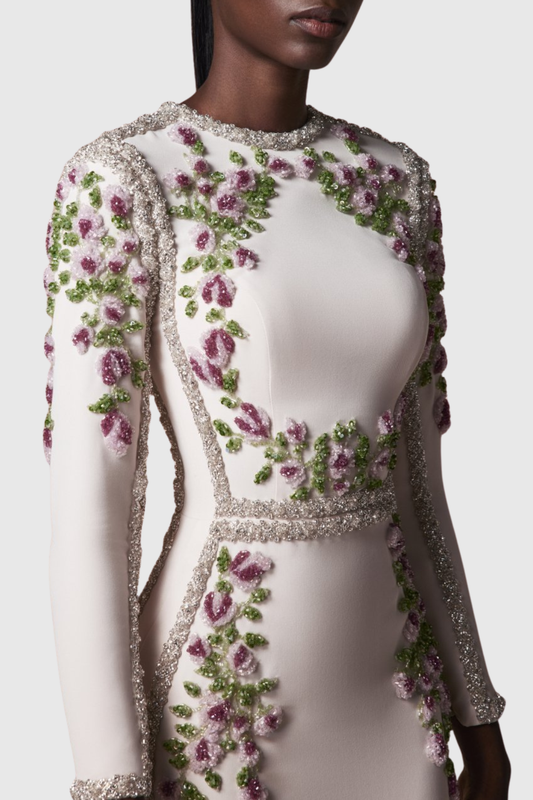Zevra Floral Beaded Embellished Maxi Dress