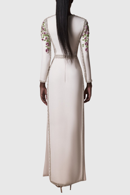 Zevra Floral Beaded Embellished Maxi Dress