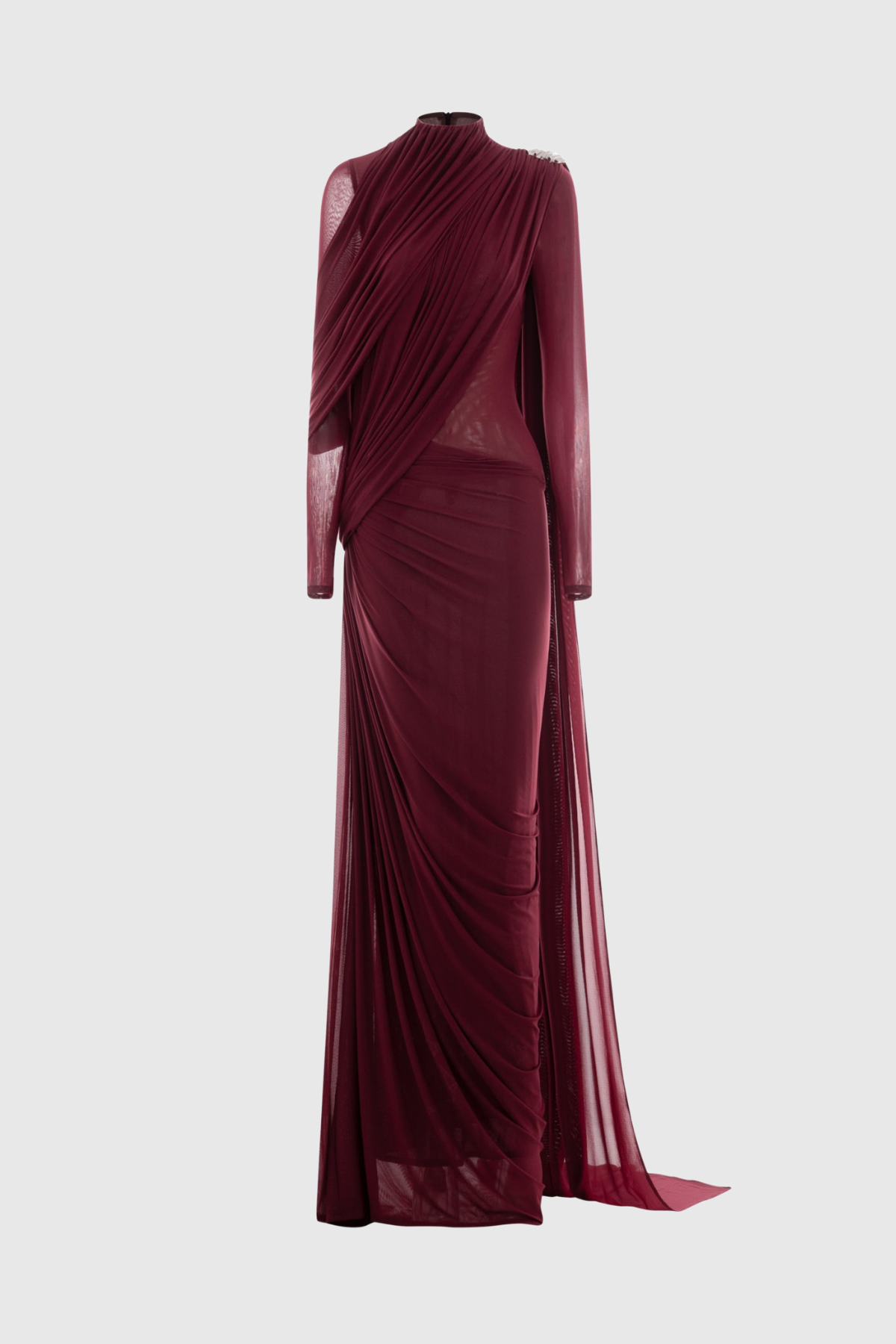 Zhuria Asymmetric Ribbon Draped Maxi Dress