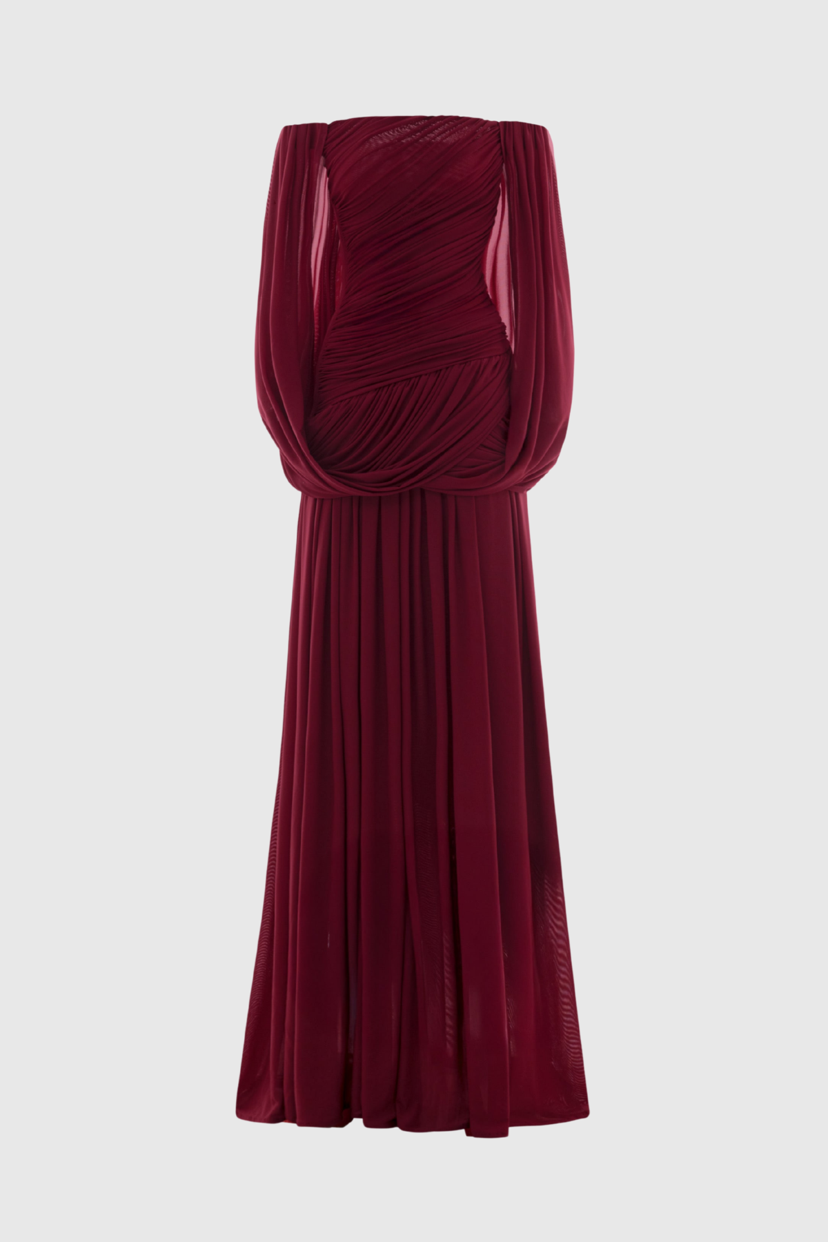 Zhuria Off Shoulder Draped Maxi Dress - Wine