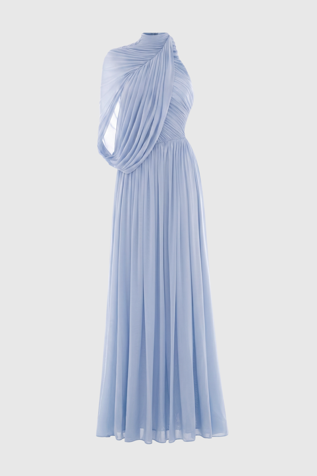 Zhuria One Shoulder Asymmetric Draped Maxi Dress - Blue