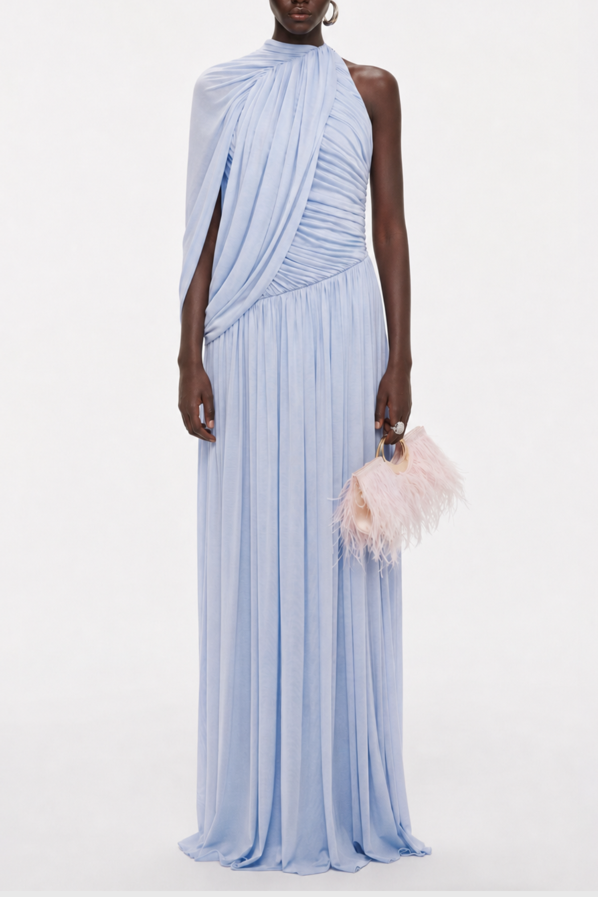 Zhuria One Shoulder Asymmetric Draped Maxi Dress - Blue
