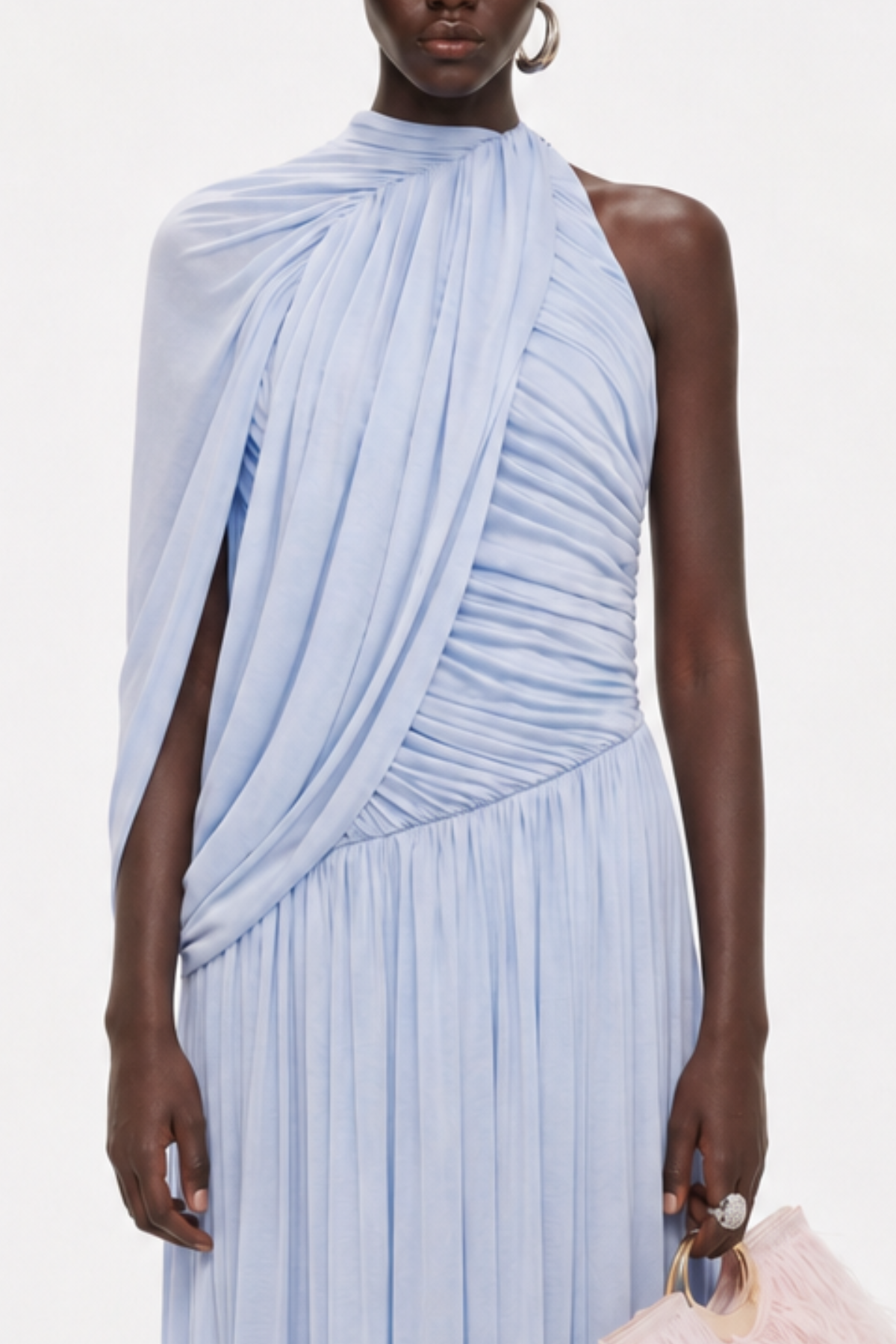 Zhuria One Shoulder Asymmetric Draped Maxi Dress - Blue