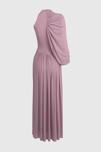 Zhuria One Shoulder Asymmetric Draped Maxi Dress - Pink
