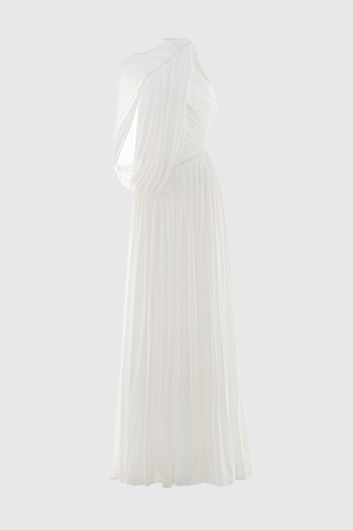 Zhuria One Shoulder Asymmetric Draped Maxi Dress - White